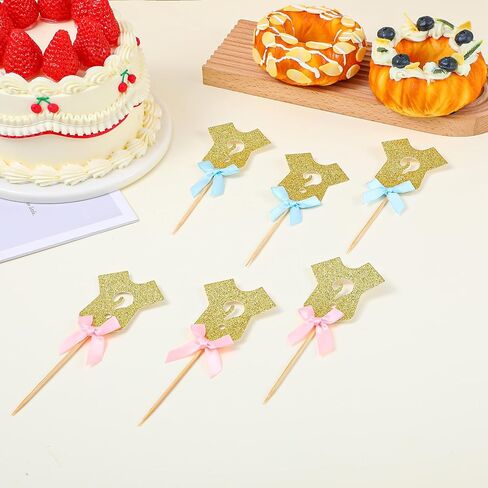 Grevosea 36pcs بين الجنسين تكشف عن القبعات العليا كب كيك ، زرقاء بريق بلاتسي مارك كب كيك يختار صبيًا أو فتاة استحمام الطفل لوازم حفلة عيد ميلاد الأطفال in Kuwait