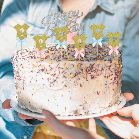 Grevosea 36pcs بين الجنسين تكشف عن القبعات العليا كب كيك ، زرقاء بريق بلاتسي مارك كب كيك يختار صبيًا أو فتاة استحمام الطفل لوازم حفلة عيد ميلاد الأطفال in Kuwait