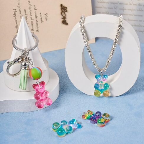 Colorful Resin Gummy Bear Charms & Cabochons - Glitter Flatback for DIY Earring Jewelry Making, Hairpins, Phone Case Decor in Saudi Arabia