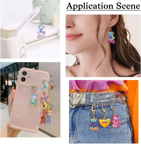 Colorful Resin Gummy Bear Charms & Cabochons - Glitter Flatback for DIY Earring Jewelry Making, Hairpins, Phone Case Decor in Saudi Arabia