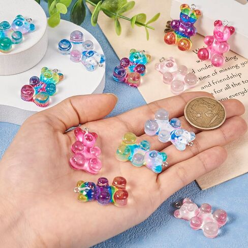 Colorful Resin Gummy Bear Charms & Cabochons - Glitter Flatback for DIY Earring Jewelry Making, Hairpins, Phone Case Decor in Saudi Arabia