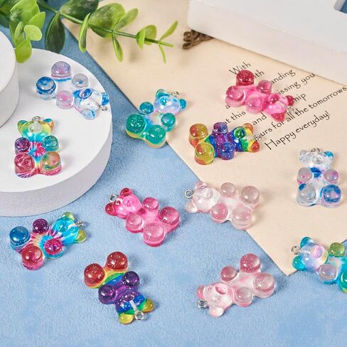 Colorful Resin Gummy Bear Charms & Cabochons - Glitter Flatback for DIY Earring Jewelry Making, Hairpins, Phone Case Decor in Saudi Arabia