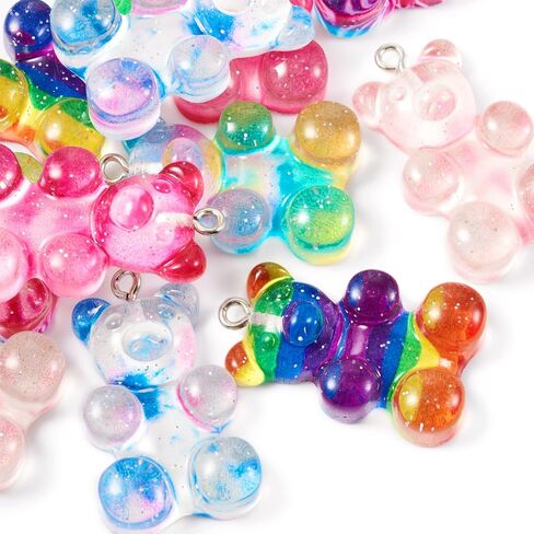 Colorful Resin Gummy Bear Charms & Cabochons - Glitter Flatback for DIY Earring Jewelry Making, Hairpins, Phone Case Decor in Saudi Arabia