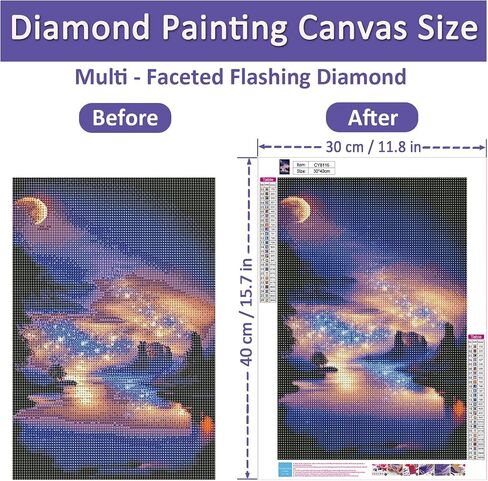 مجموعات الطلاء من Josongslax Diamond مع حاويات التخزين ، 4 مجموعات فنون من الماس 5D للبالغين ، الحرف الفنية للبالغين DIY Home Wall Decor Gift 12 × 16 بوصة ، مشهد ضوء القمر in Kuwait