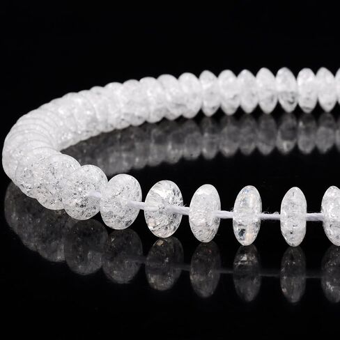 RUBYCA Natural AAA Grade Quartz Crystal Clear Rondelle Faceted Beads Jewelry Making (1 Strand, 8mm) in Saudi Arabia