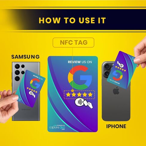 Google Review NFC & QR Tap Card by Capture 360, NFC Instant Review card, All Phones Compatible, Friendly Dashboard, Live Analytics, Reusable Card, Boost Business Feedback (Blue, 2-Pack Google Cards) in Kuwait