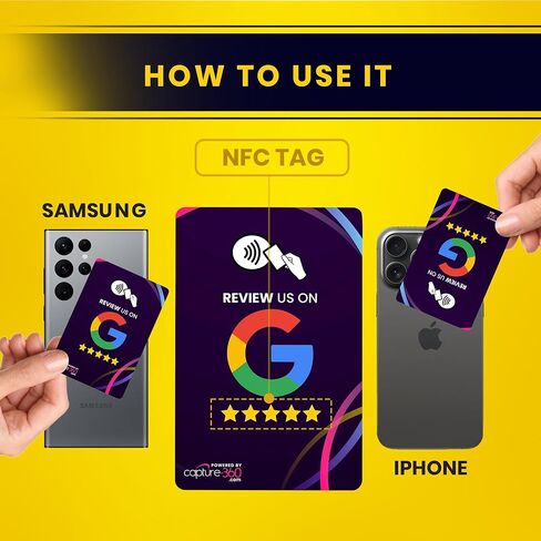 Google Review NFC & QR Tap Card by Capture 360, NFC Instant Review card, All Phones Compatible, Friendly Dashboard, Live Analytics, Reusable Card, Boost Business Feedback (Blue, 2-Pack Google Cards) in Saudi Arabia