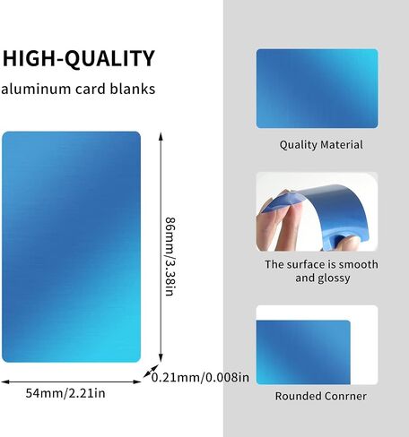 200 Pcs Metal Business Card Blanks, Colorful Laser Engraving Blanks for CNC Engraver, 3.38 x 2.12 Inches, 0.01 Inch Thick – Ideal for Custom Metal Business Cards in Saudi Arabia