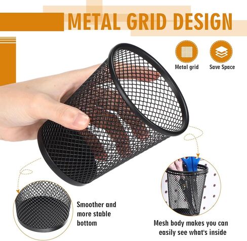 Spakon 6 Sets Pegboard Cups with Ring Hook Pegboard Bin Holder Organizer Multipurpose Pen Cup Metal Pencil Holder for Desk Office Garage(Black,2.95x2.95x3.74'',Straight) in Kuwait