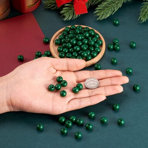 Craftdady 200Pcs Round Wood Beads 10mm Green Wooden Ball Spacer Beads for Home Decoration Jewelry Making in Saudi Arabia