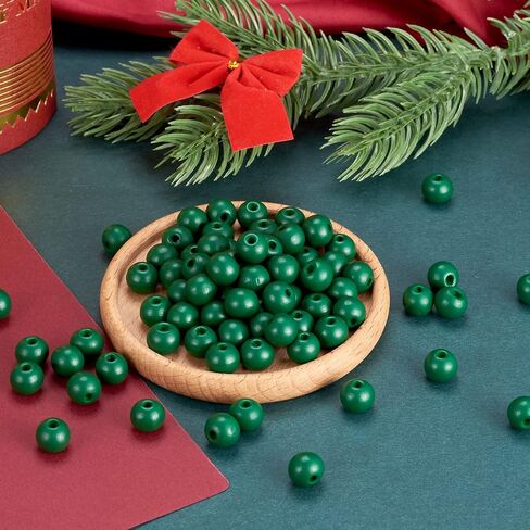 Craftdady 200Pcs Round Wood Beads 10mm Green Wooden Ball Spacer Beads for Home Decoration Jewelry Making in Saudi Arabia