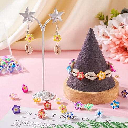 120Pcs Polymer Clay 3D Flower Beads Colorful Floral Plumeria Spacer Beads Small Flower Cabochons Charms Blossom Floral Loose Bead for DIY Hawaiian Summer Jewelry Making in Kuwait