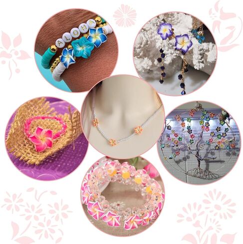 120Pcs Polymer Clay 3D Flower Beads Colorful Floral Plumeria Spacer Beads Small Flower Cabochons Charms Blossom Floral Loose Bead for DIY Hawaiian Summer Jewelry Making in Kuwait