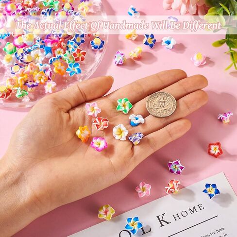 120Pcs Polymer Clay 3D Flower Beads Colorful Floral Plumeria Spacer Beads Small Flower Cabochons Charms Blossom Floral Loose Bead for DIY Hawaiian Summer Jewelry Making in Kuwait