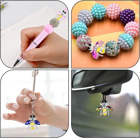 6Pcs Tulip Rhinestone Alloy Beads for Pens Colorful 3D Tulip Focal Spacer Beads for DIY Craft Beadable Pens Jewelry Bracelet Necklace Earrings Keychain Making in Kuwait