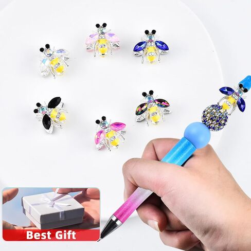 6Pcs Tulip Rhinestone Alloy Beads for Pens Colorful 3D Tulip Focal Spacer Beads for DIY Craft Beadable Pens Jewelry Bracelet Necklace Earrings Keychain Making in Kuwait