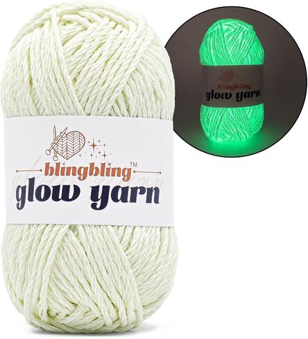 Glow in The Dark Yarn, Light DK #3 Yarn - 100 G/3.5 Oz, for Beginner's Yarns for Crochet and Knitting (Blue) in Kuwait