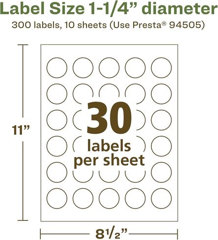 Avery EcoFriendly Matte White Recycled Round Labels, 1.25" Diameter, Print-to-The-Edge, Matte White Labels, Permanent Label Adhesive, Laser/Inkjet, 300 Printable Labels in Saudi Arabia