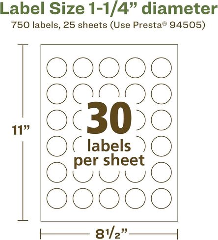 Avery EcoFriendly Matte White Recycled Round Labels, 1.25" Diameter, Print-to-The-Edge, Matte White Labels, Permanent Label Adhesive, Laser/Inkjet, 300 Printable Labels in Saudi Arabia