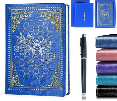 Bee Gifts Bee Faux Leather Vintage Journal Notebook Honey Bee Gifts,Hardcover Notebook for Women Men,Bee Lover Gifts,200 Pages 100 Gsm Journal Notebook with Pen,1 Pack Black A5 (Bee Black) in Kuwait