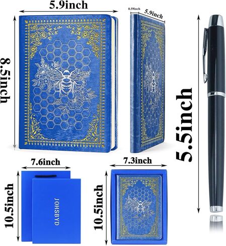 Bee Gifts Bee Faux Leather Vintage Journal Notebook Honey Bee Gifts,Hardcover Notebook for Women Men,Bee Lover Gifts,200 Pages 100 Gsm Journal Notebook with Pen,1 Pack Black A5 (Bee Black) in Kuwait