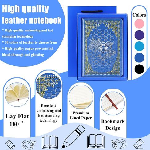 Bee Gifts Bee Faux Leather Vintage Journal Notebook Honey Bee Gifts,Hardcover Notebook for Women Men,Bee Lover Gifts,200 Pages 100 Gsm Journal Notebook with Pen,1 Pack Black A5 (Bee Black) in Kuwait