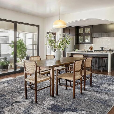 QD-Udreamy 5x7 Area Rugs - Machine Washable Rugs for Living Room, Gray Modern Area Rug with Non-Slip Backing, Stain Resistant Abstract Rug for Bedroom, Ultra-Thin Large Area Rugs for Home Decor in Kuwait