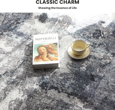 QD-Udreamy 5x7 Area Rugs - Machine Washable Rugs for Living Room, Gray Modern Area Rug with Non-Slip Backing, Stain Resistant Abstract Rug for Bedroom, Ultra-Thin Large Area Rugs for Home Decor in Kuwait