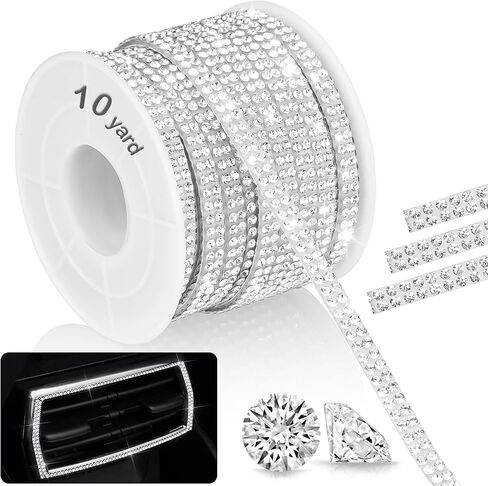 NiArt 10-Yard Self Adhesive Crystal Rhinestone Ribbon, Durable Sparkling Glass Diamond Decoration Ribbon for Car Interior, Tech Gadget & More, Easy to Apply Strong Adhesion for Long-Lasting Brilliance in Kuwait