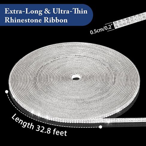 NiArt 10-Yard Self Adhesive Crystal Rhinestone Ribbon, Durable Sparkling Glass Diamond Decoration Ribbon for Car Interior, Tech Gadget & More, Easy to Apply Strong Adhesion for Long-Lasting Brilliance in Kuwait