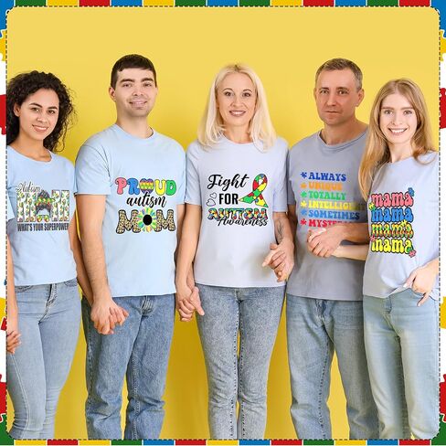 Estune 30 Pcs Autism Awareness Iron on Transfers Autism Iron on Decals Puzzle Rainbow Appliques Vinyl Patches Transfers Heat Sticker for Clothes Bag Pillow Covers DIY Decorations(Classic Style) in Kuwait