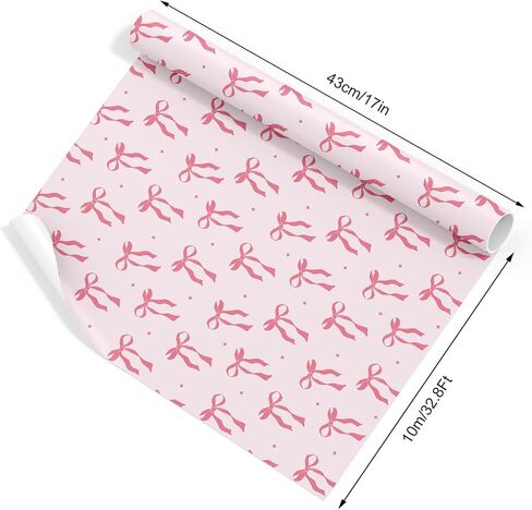 JarThenaAMCS Pink Bow Wrapping Paper -Mini Roll- 17In x 32.8 Ft Cute Bowknot Wrap Paper Bowtie Craft Paper For Valentine's Day Party Packing Supplies in Kuwait