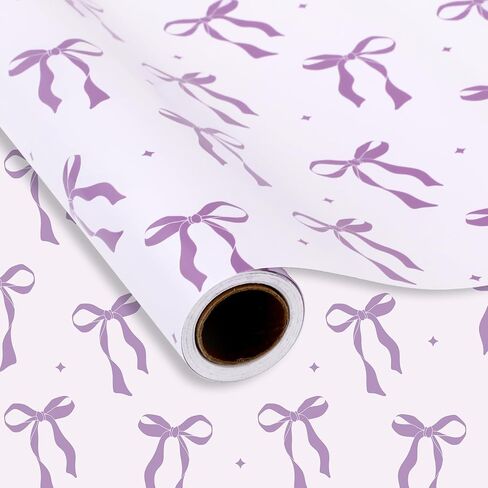 JarThenaAMCS Pink Bow Wrapping Paper -Mini Roll- 17In x 32.8 Ft Cute Bowknot Wrap Paper Bowtie Craft Paper For Valentine's Day Party Packing Supplies in Kuwait