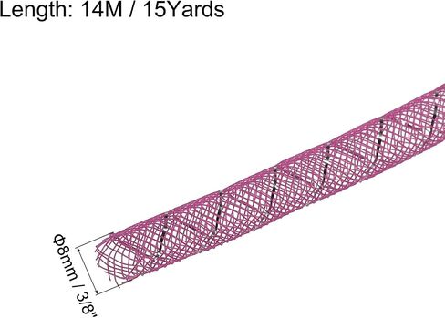MECCANIXITY 15 Yards Mesh Tube 1/3 Inch Decor Tubing Flex for Wreath, Gift, Decorations Birthday, and Wedding Party,DIY Craft - Rose Red Silver in Kuwait