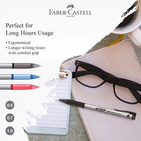 Faber-Castell Grip X Ergonomic Ballpoint Pen Pack of 3 (0.5mm - Black) Triangular Barrel, Fatigue Free Writing, Super Smooth in Saudi Arabia