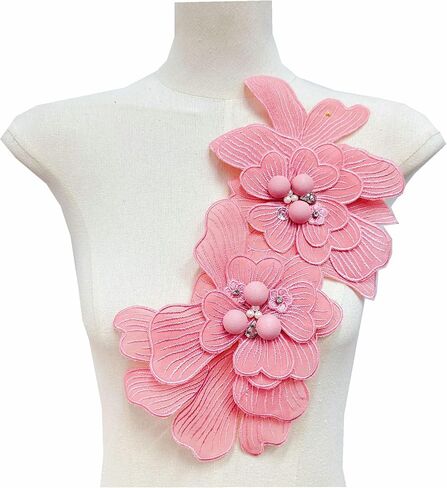 Cloth Fabric Collar Flower Brooch for Women Pins Lace Flower Applique Embroidery Patch DIY Corsage Lapel Pins Handmade Jewelry Wedding Party Gifts (Blue) in Saudi Arabia