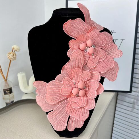 Cloth Fabric Collar Flower Brooch for Women Pins Lace Flower Applique Embroidery Patch DIY Corsage Lapel Pins Handmade Jewelry Wedding Party Gifts (Blue) in Saudi Arabia