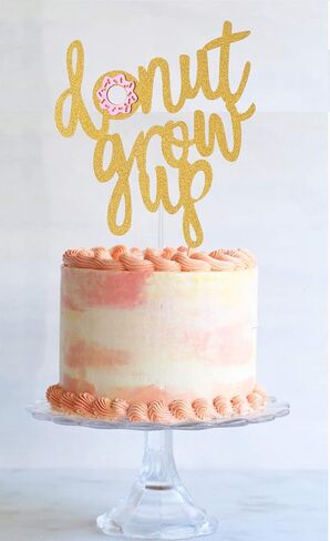 Topfunyy Double Sided Gold Glitter Grow Up Cake Topper Donut Topper for Baby Shower Kids First Birthday Party Decorations in Saudi Arabia