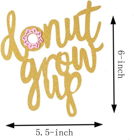 Topfunyy Double Sided Gold Glitter Grow Up Cake Topper Donut Topper for Baby Shower Kids First Birthday Party Decorations in Saudi Arabia