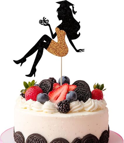 1 Pack 2025 Graduation cake Topper, Glitter Congrats Grad Cake Decor,Class Of Cake Picks for Senior High School College Grad Party Decorations Supplies(Black with Red) Girls in Saudi Arabia