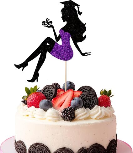 1 Pack 2025 Graduation cake Topper, Glitter Congrats Grad Cake Decor,Class Of Cake Picks for Senior High School College Grad Party Decorations Supplies(Black with Red) Girls in Saudi Arabia