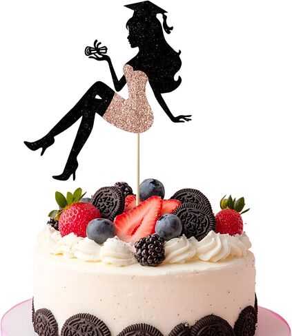 1 Pack 2025 Graduation cake Topper, Glitter Congrats Grad Cake Decor,Class Of Cake Picks for Senior High School College Grad Party Decorations Supplies(Black with Red) Girls in Saudi Arabia