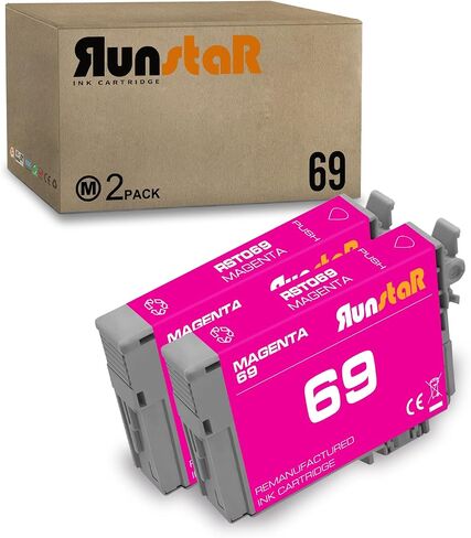 Run Star 2 Pack 69 T069 Cyan Reductured Ink Cartridge Presentive for Epson 69 T069 استخدم لـ Epson Stylus C120 Cx5000 Cx6000 Cx8400 Cx9400 NX110 NX300 NX400 NX415 Forrince 30 610 Printer (2 Cyan) in Kuwait