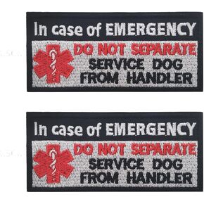 2 Pc in Case of Emergency Do Not Separate Service Dog from Handler Patch, Medic Paramedic Star of Life Vests, Harnesses Patch, Hook and Loop, Embroidered Patch for Working Dogs Warning Vest Collar