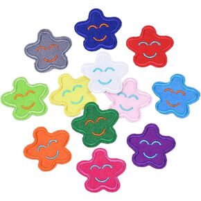 120Pcs Star Iron on Patches Mini Colorful 5 Star Embroidered Patch Cute Cartoon Pentagram Sew on Decorative Repair Appliques Embellishments for Diy Crafts Backpack Jacket Clothing Decoration