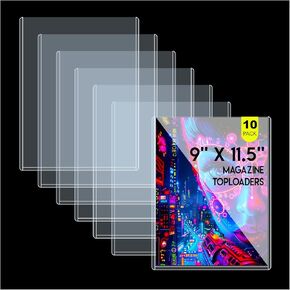 9x11.5 Magazine Toploaders 10ct - Ultra Durable Magazine Protectors for Collectors, Crystal Clear PVC, Dustproof, Archival-Safe for Magazine Display