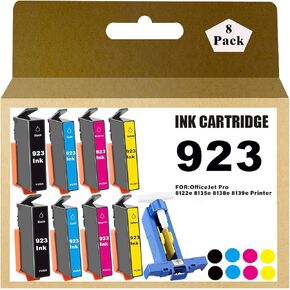 923 Ink Cartridges Combo Pack Replacement for HP 923 Ink Cartridges Use for 8122e OfficeJet Pro 8135e 8138e 8139e Printer Ink Without Chip 8 Pack 2*Black 2*Cyan 2*Magenta 2*Yellow