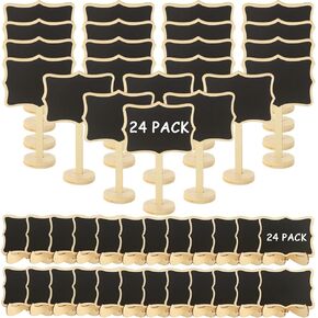 48PCS Mini Chalkboard Signs with Stand Food Labels for Party Buffet Reusable Small Chalkboard Sign Wood Mini Blackboard Signs for Table Numbers, Wedding, Birthday, Food Signs