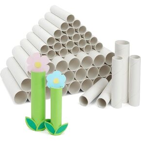 50 Pack Empty Toilet Paper Rolls for Crafts, 2 Sizes Cardboard Tubes (1.2x6 & 1.7x7.5 inch), Bulk White Craft Cylinders for DIY Projects, Arts Classroom Activity, Thick Paper Towel Cores