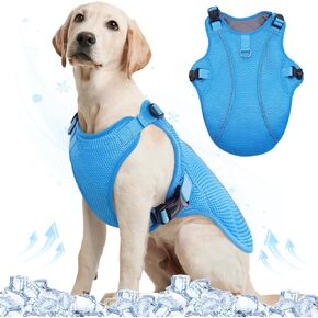 Kuoser Dog Cooling Vest Harness, Small Dog Cooler Jacket with Adjustable Buckle for Outdoor Beach, Hiking, Training Green M